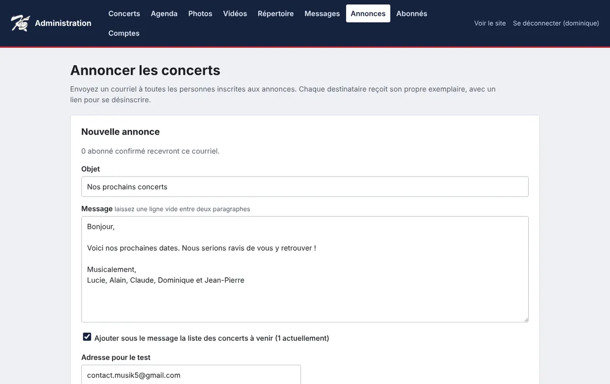 Les annonces