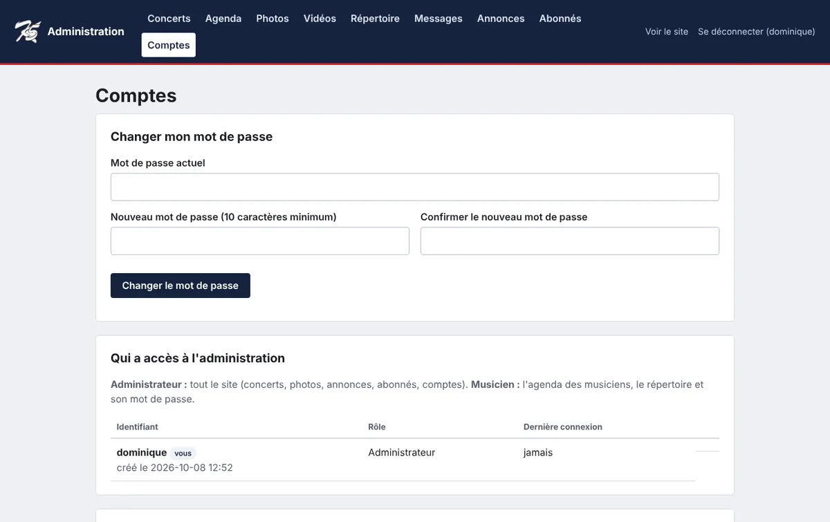 Les comptes et les rôles