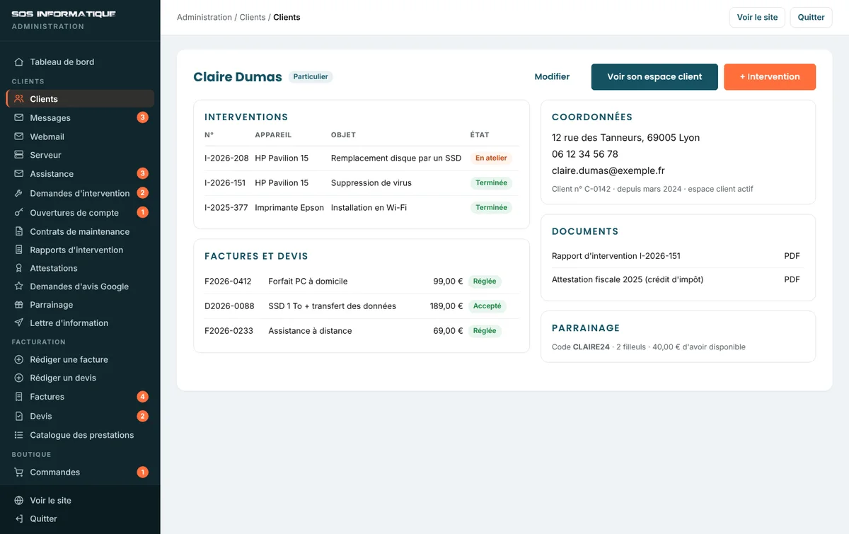 La fiche client