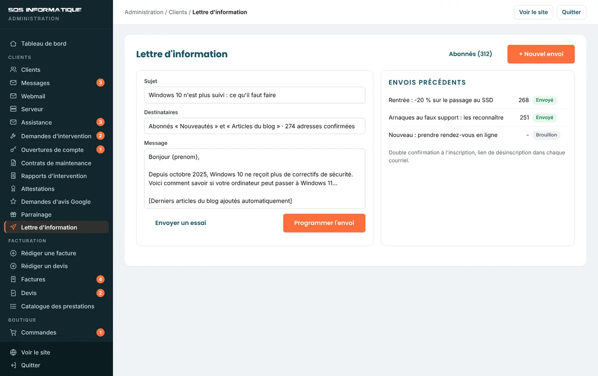 La lettre d'information