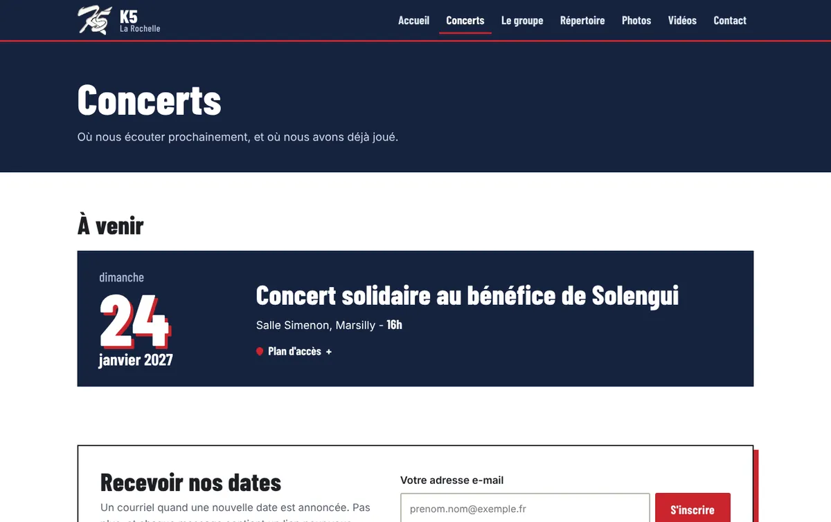 Recevoir les dates par courriel